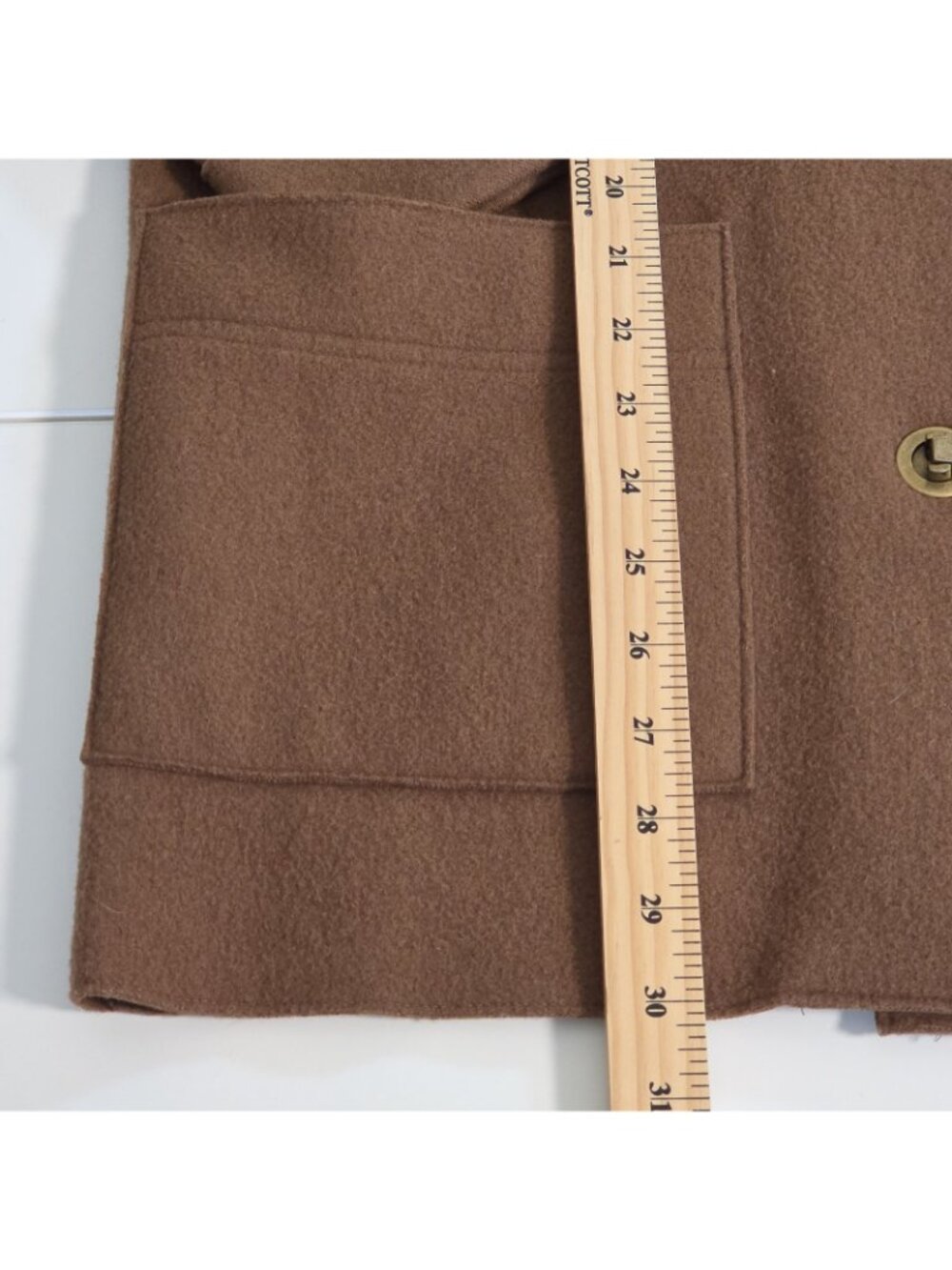 VTG Jones New York Signature Wool Blend Coat Womens S Hooded Camel Brown Clasp - Picture 9 of 16